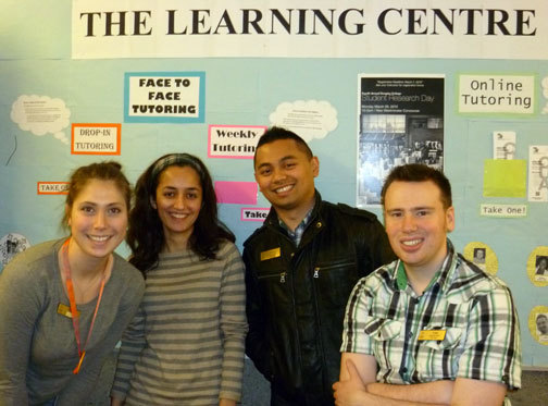 Bethany Hochstein, Aida Rahavi and (far right) Liam Britten get certified. Pictured with Master Tutor Gerard Rances.