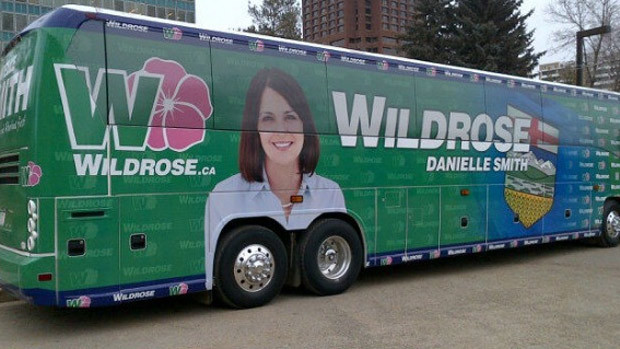 Wildrose party bus. (Image via John Archer/CBC News )