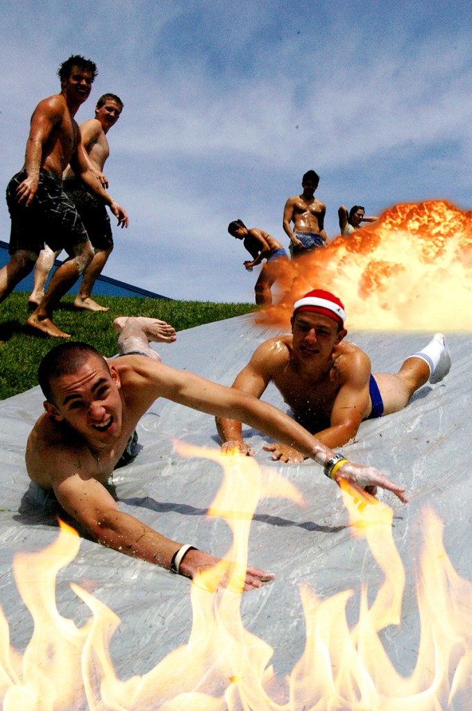 Flaming Slip ‘N Slides a fun summer activity for the college crowd