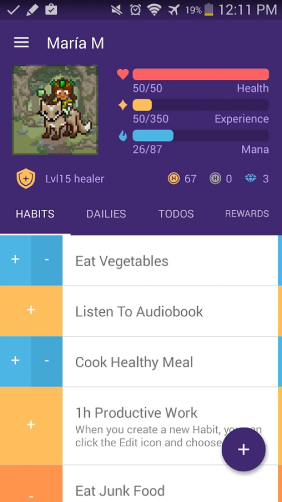 Screenshot of Habitica