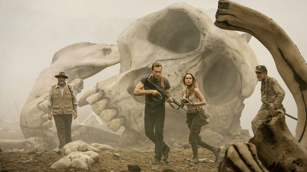 John Goodman, John C. Reilly, Brie Larson, and Tom Hiddleston in Kong: Skull Island Photo by Chuck Zlotnick Warner Bros Entertainment Inc 