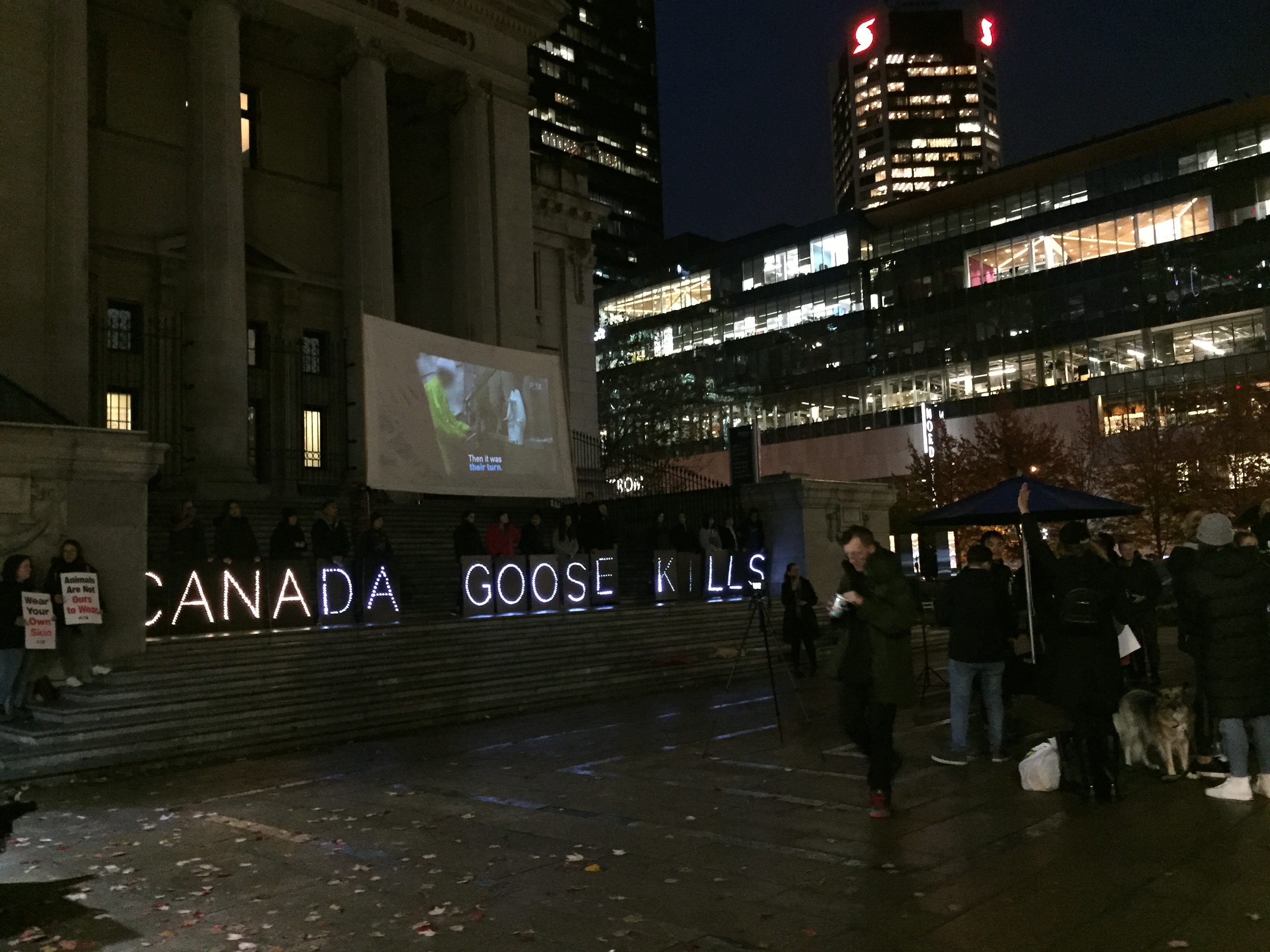 Animal rights activists interrupt Canada Goose store opening