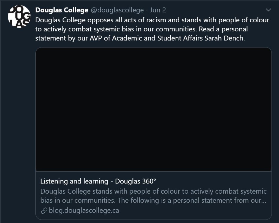 Douglas denounces racism via online statement